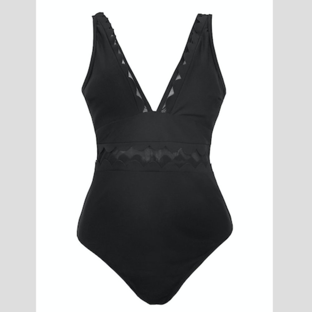 Cupshe Black Cutout One Piece Swimsuit XXL
